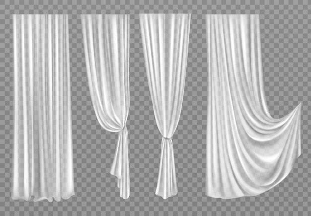Cortinas blancas aisladas en transparente