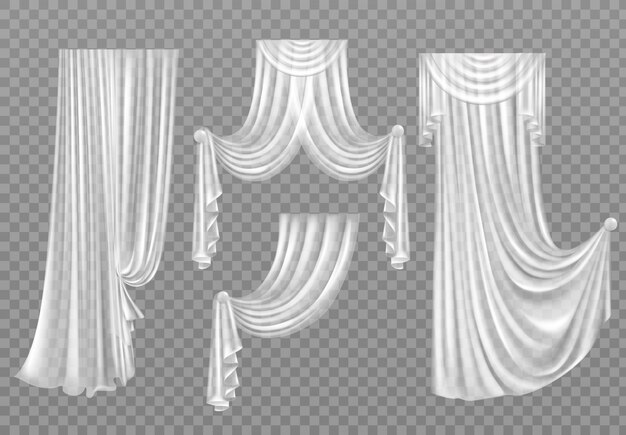 Cortinas blancas aisladas en transparente