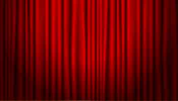 Vector gratuito cortinas de cine de teatro con ilustración de vector de luz de enfoque