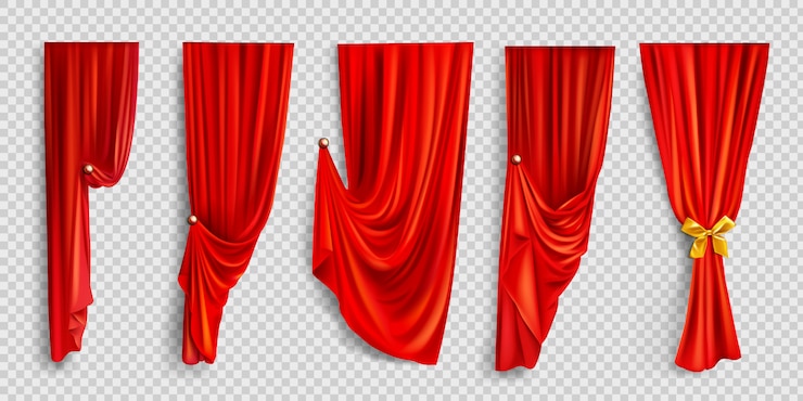 Vector gratuito cortinas rojas en fondo transparente