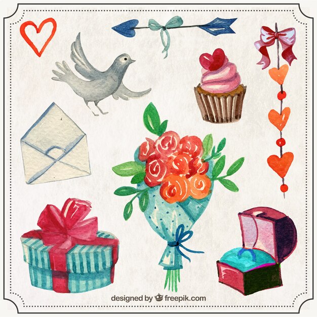 Cosas bonitas de valentín de acuarela
