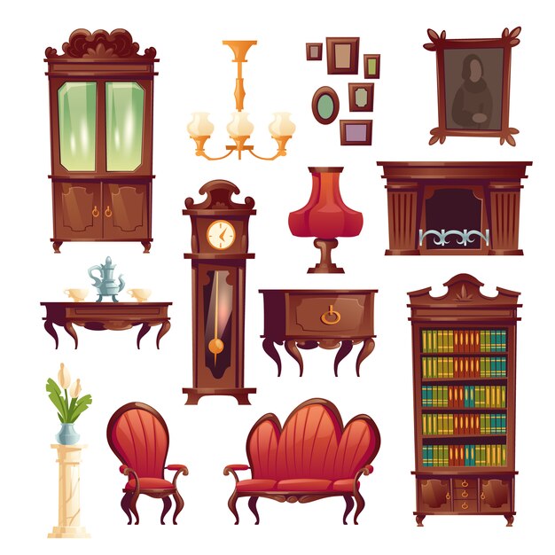 Cosas de la sala victoriana, muebles clásicos antiguos