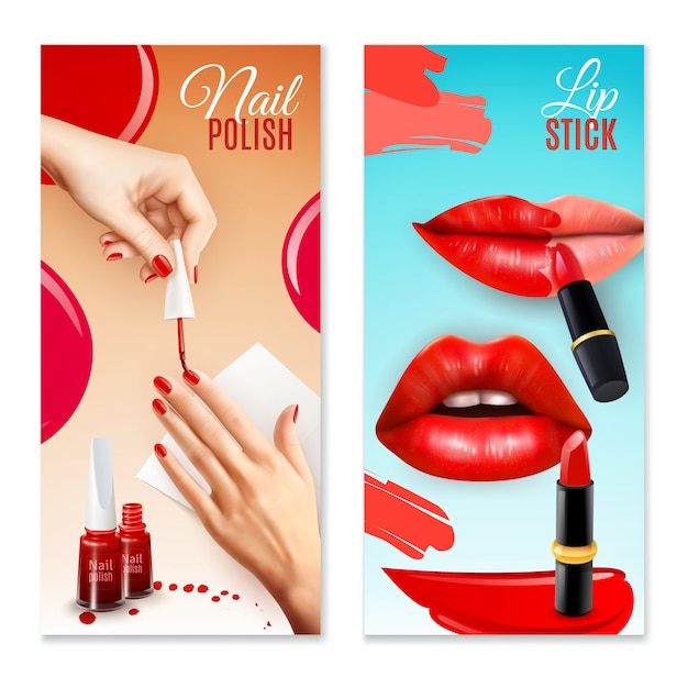 Vector gratuito cosméticos y belleza conjunto de banners