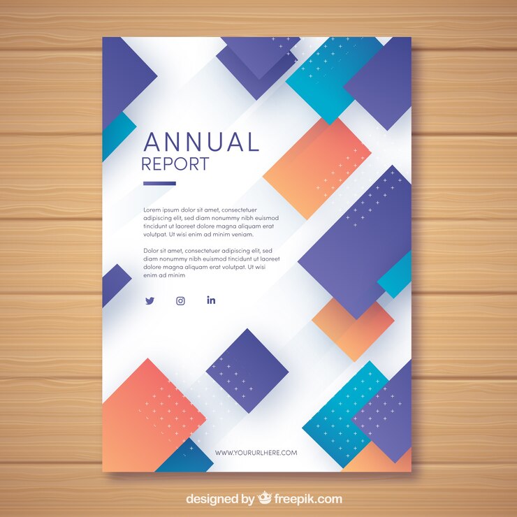 Vector gratuito cover abstracto de reporte anual con formas geométricas