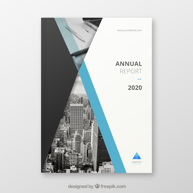 Cover creativo de reporte anual con imagen