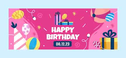 Vector gratuito cover de facebook de la celebración del cumpleaños dibujado a mano