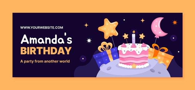 Cover de Facebook de la celebración del cumpleaños dibujado a mano