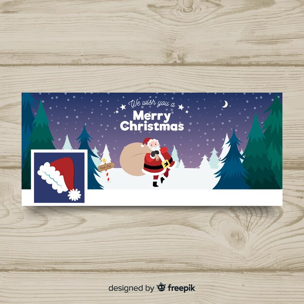 Cover facebook navidad santa claus plano
