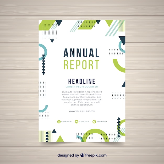 Cover de reporte annual con formas abstractas