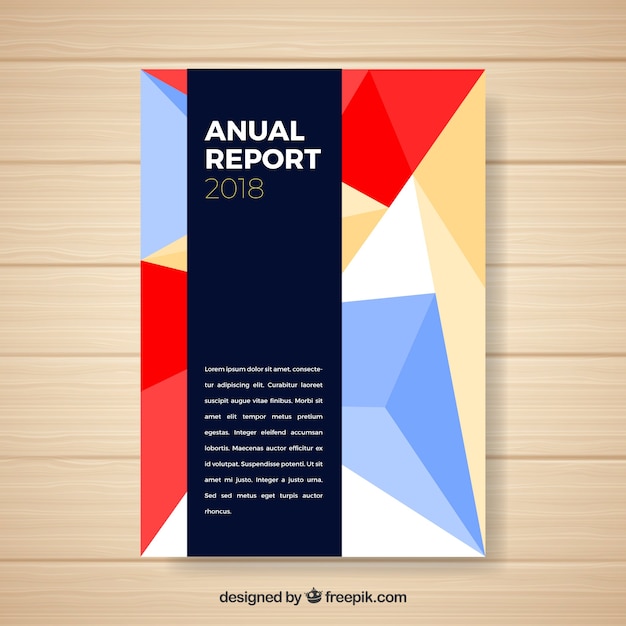Cover de reporte anual con formas geométricas
