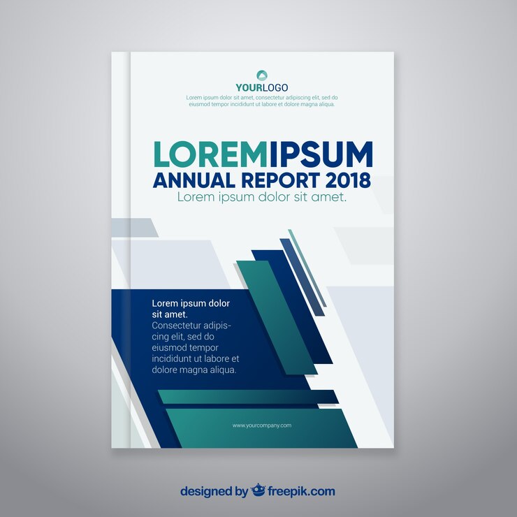 Vector gratuito cover de reporte anual con formas geométricas