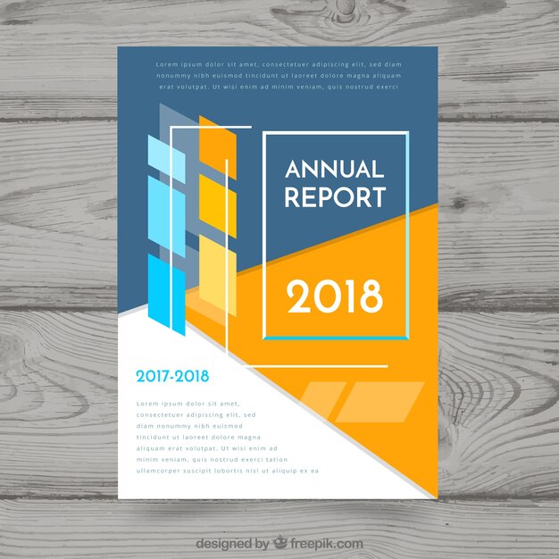 Cover de reporte anual con formas geométricas