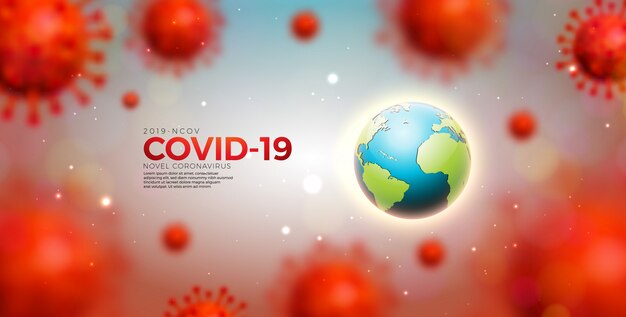 COVID-19. Diseño de epidemia de coronavirus con células de virus y tierra