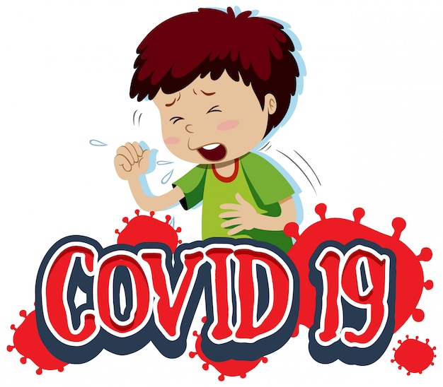 Covid 19 plantilla de señal con tos chico