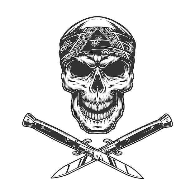Cráneo de bandido vintage en bandana