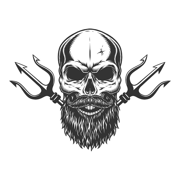 Vector gratuito cráneo con barba y bigote