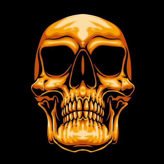 Cráneo cabeza dorada vector logojpg