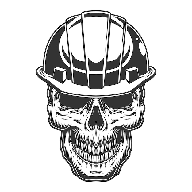 Vector gratuito cráneo en el casco minero
