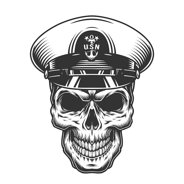 Cráneo militar monocromo vintage