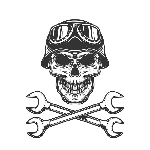 Cráneo de motorista vintage