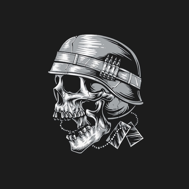 Vector gratuito cráneo con un vector de casco militar