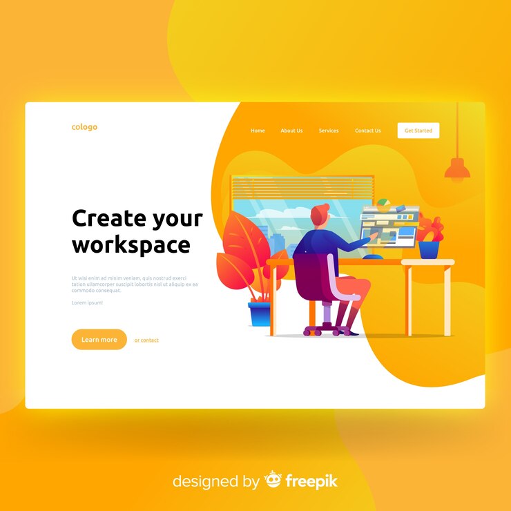 Vector gratuito crea tu página de destino del espacio de trabajo
