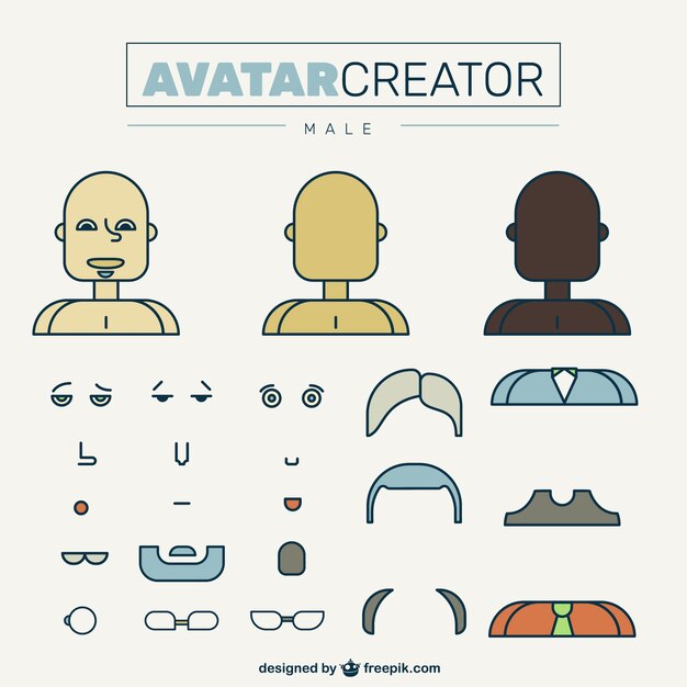 Creador de avatares masculinos en diseño plano