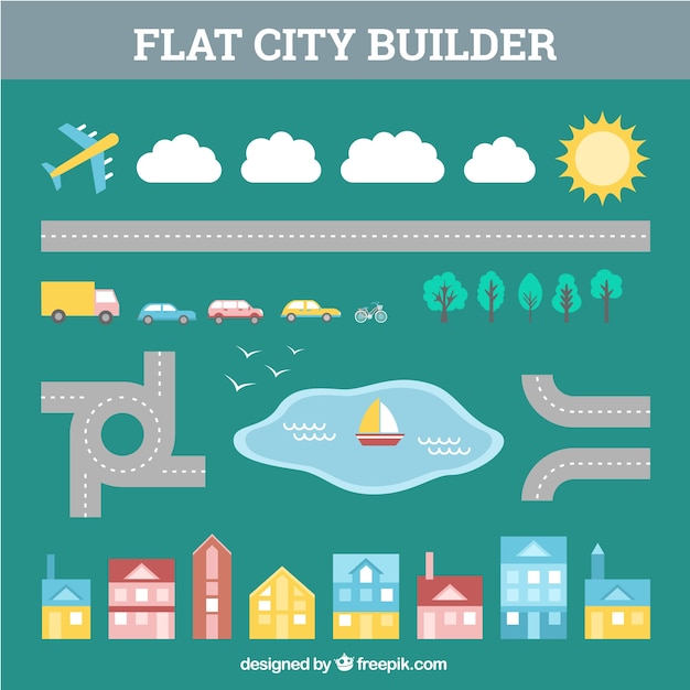 Vector gratuito creador de ciudades estilo plano