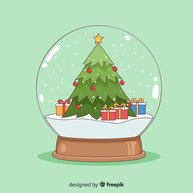 Creativa bola de nieve de navidad dibujada a mano