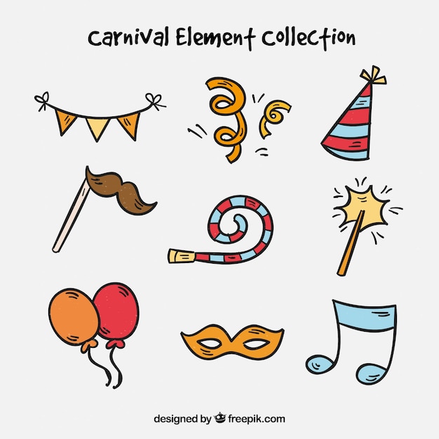 Creativa colección de elementos de carnaval