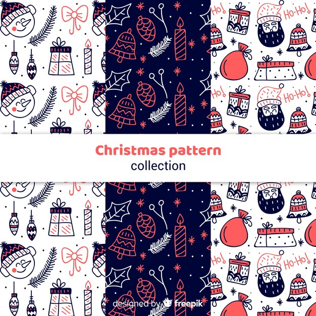 Creativa colección de patrones de navidad dibujados a mano