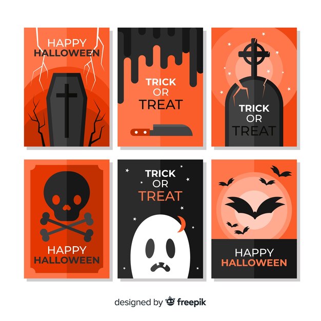 Creativa colección de plantillas de tarjetas de halloween