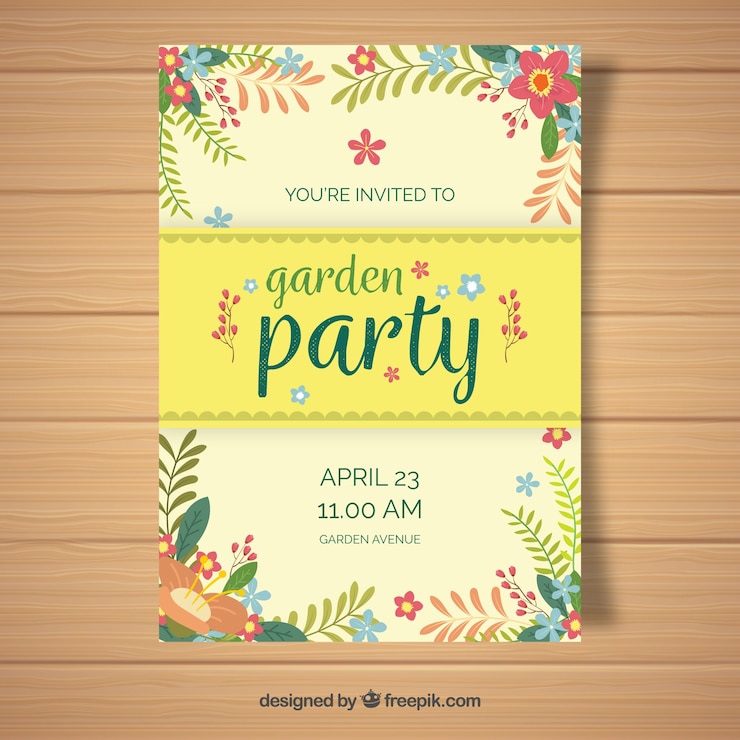 Vector gratuito creativa invitación de fiesta en jardín