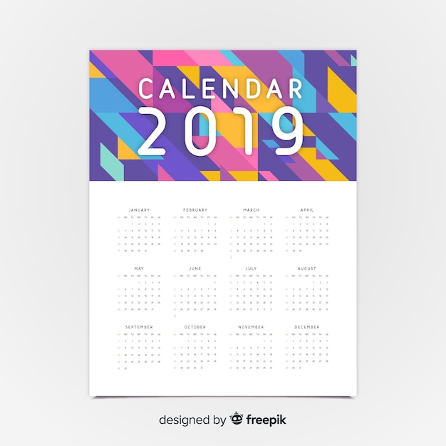 Creativa plantilla de calendario de 2019