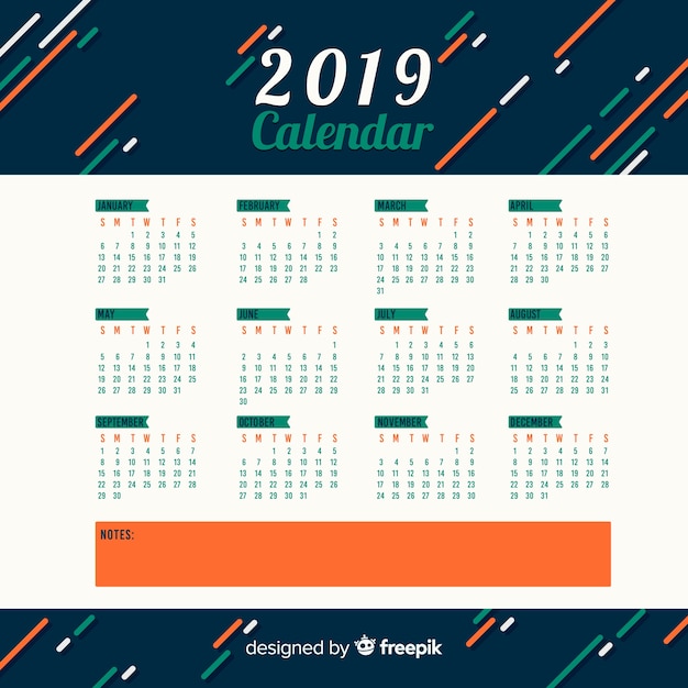 Creativa plantilla de calendario de 2019