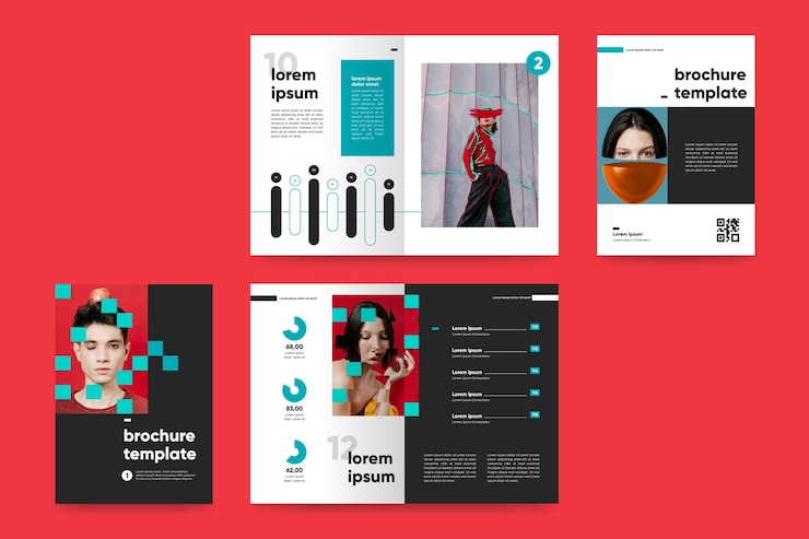 Vector gratuito creativa plantilla de folleto plegable con fotos de moda
