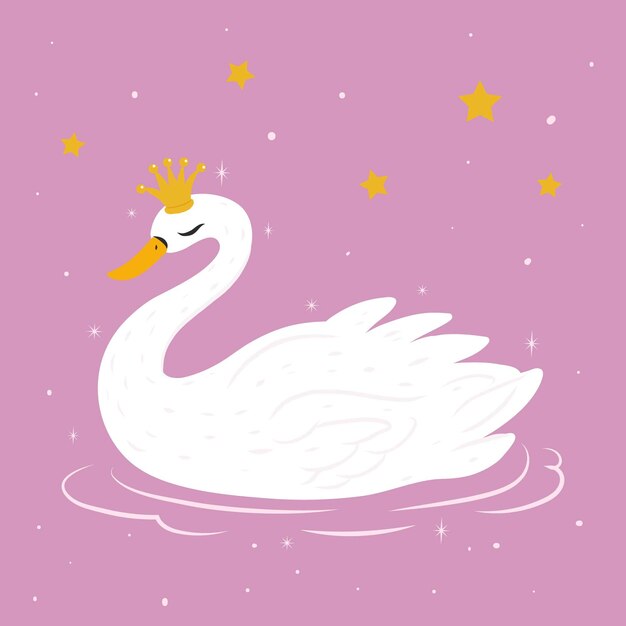 Creativa princesa cisne ilustrada