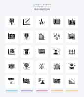 Vector gratuito creative architecture 25 glyph solid black icon pack como herramientas educación arquitecto herramienta de diseño