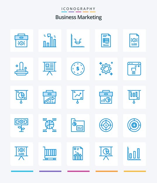 Creative Business Marketing 25 paquete de iconos azules, como la banca económica, marketing, informes comerciales