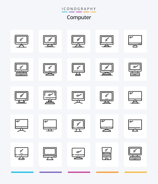 Creative Computer 25 paquete de iconos de esquema, como dispositivo de PC portátil de capa 1