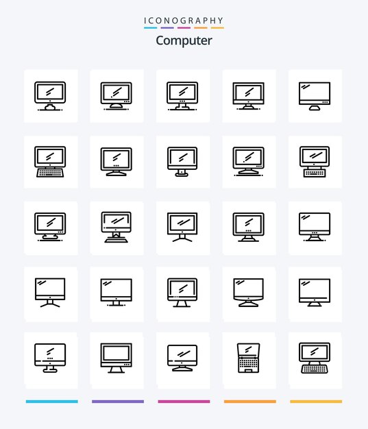 Creative Computer 25 paquete de iconos de esquema, como dispositivo de PC portátil de capa 1