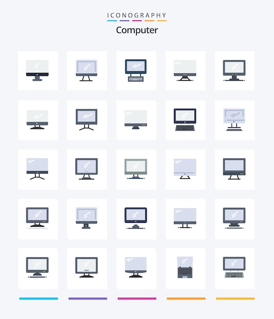 Vector gratuito creative computer 25 paquete de iconos planos como dispositivo de pc portátil de capa 1