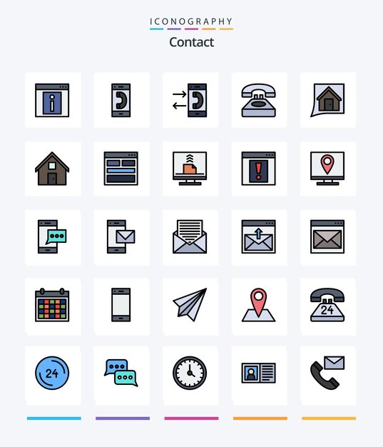 Creative Contact Paquete de iconos llenos de 25 líneas como conversación contacto conversación conversación contacto