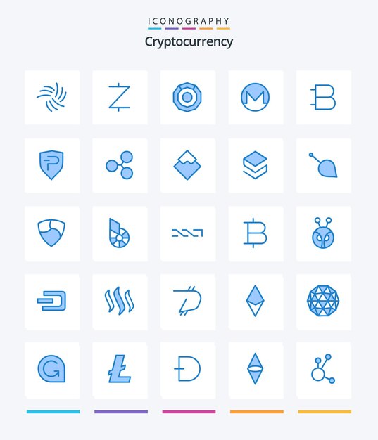 Creative Cryptocurrency 25 paquete de iconos azules como moneda criptográfica komodo crypto monero