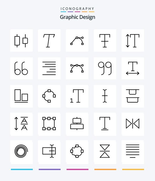 Creative Design 25 Paquete de iconos de contorno como comillas derechas fuente escala abierta