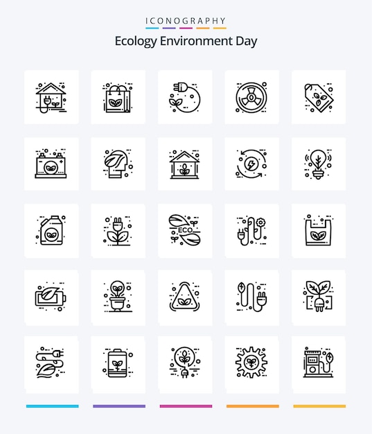 Creative ecology 25 paquete de iconos de contorno como radiación eco naturaleza enchufe de extracción