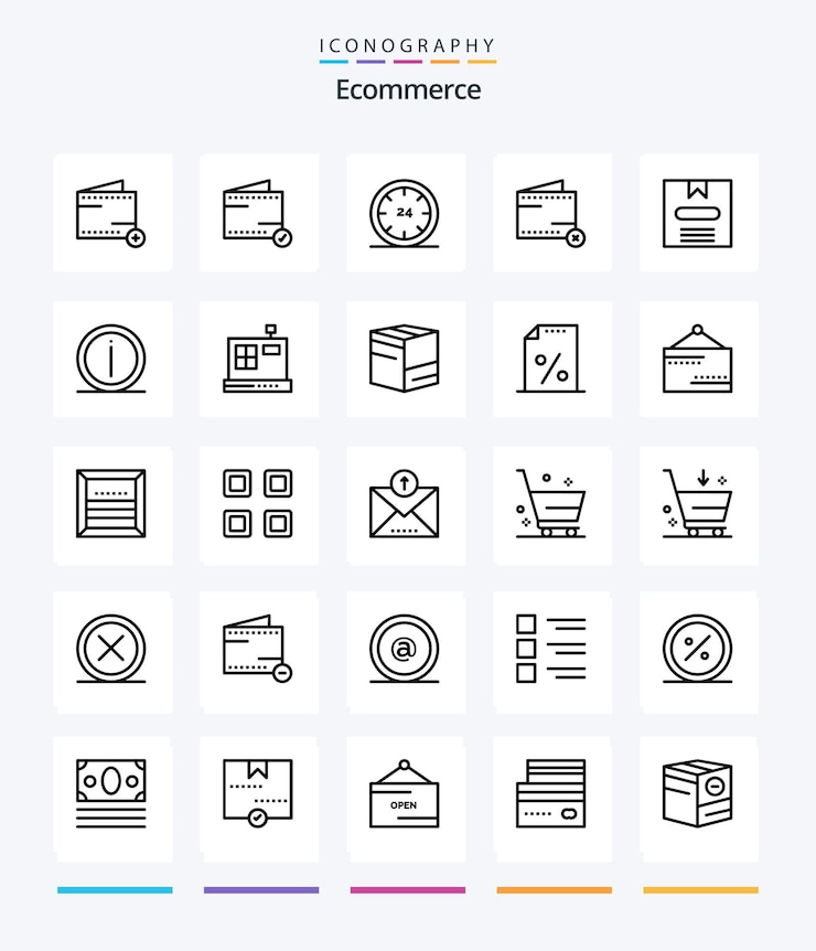 Vector gratuito creative ecommerce 25 paquete de iconos de esquema, como ocultar el dinero de la caja nocturna de comercio