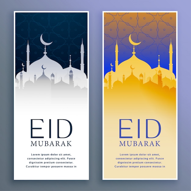 Vector gratuito creative eid mubarak festival banners verticales