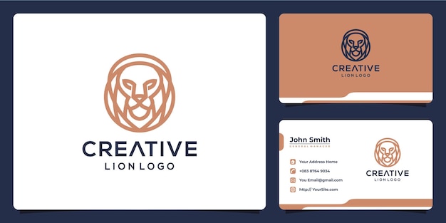 Creative lion monoline luxury logo design y business card