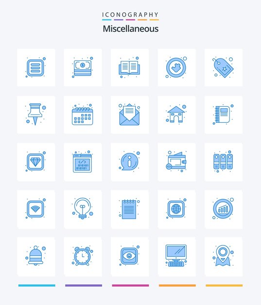 Creative Miscellaneous 25 Blue icon pack Como complemento de solución de libro favorito
